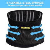 BOKIC Back Brace for Men and Women Lower Back, Lumbar Support Belt Relieve Lower Back Pain with 8 Reinforce Bones,Scoliosis, Sciatica,Herniated Disc,Back Brace for Lifting at Work 04 Black-L