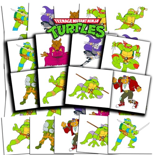 Teenage Mutant Ninja Turtles Tattoos Party Favors Bundle ~ 70+ Perforated Individual 2" x 2" TMNT Temporary Tattoos for Kids Boys Girls (Ninja Turtles Party Supplies MADE IN USA)