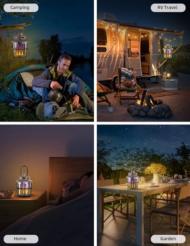 Bug Zapper Outdoor Camping Light Flashlight with Mosquito Zapper, Portable & Rechargeable Flying Insect Killer Lantern, IPX4 Waterproof Indoor and Outdoor Use for RVs, Camping, Home, Patio