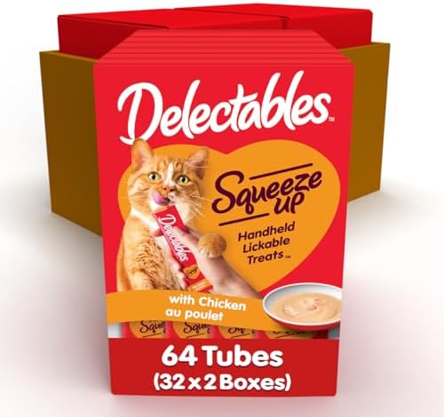 Hartz Delectables Squeeze Up Interactive Lickable Wet Cat Treats for Adult & Senior Cats, Chicken, 8 Count (Pack of 2) - Total 16 Count