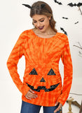 Halloween Womens Pregnant Maternity Pregnancy Costume Family Loose Wrap Shirts Jack O' Lantern Pumpkin Face Tie dye XL