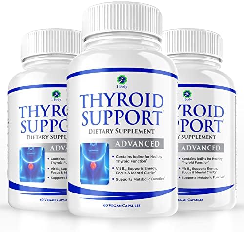 1 Body Thyroid Support Supplement, 90-Day Supply, 3 Pack with B12, Iodine, Zinc, Selenium, Ashwagandha, Non-GMO Vegetarian Formula
