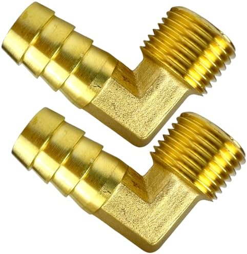 2pcs Brass 90 Degree Elbow 5/8" Hose Barb to 1/2" NPT Male Barbed Pipe Fitting by CX WONDERLAND