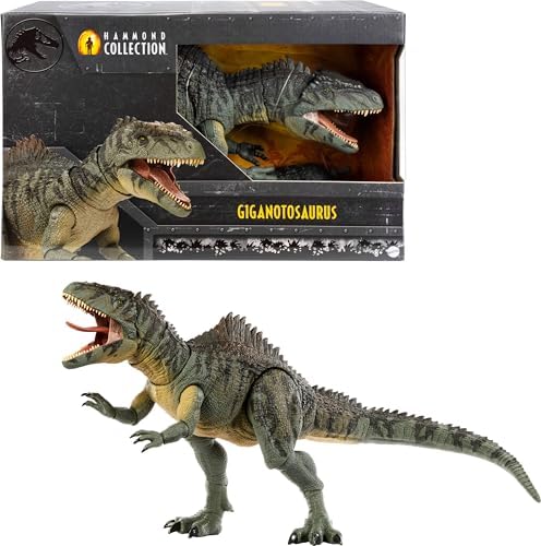 Mattel Jurassic World Dominion Hammond Collection Dinosaur Action Figure, Giganotosaurus Dino Toy with 21 Articulations, Glass Eyes, Wired Tail & Posable Tongue