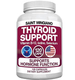 Saint Mingiano Thyroid Support Supplement with Iodine |120 Capsules to Help Body Mass & Improve Energy, Cardiovascular, Energy & Focus Formula | 14 Natural Vitamins
