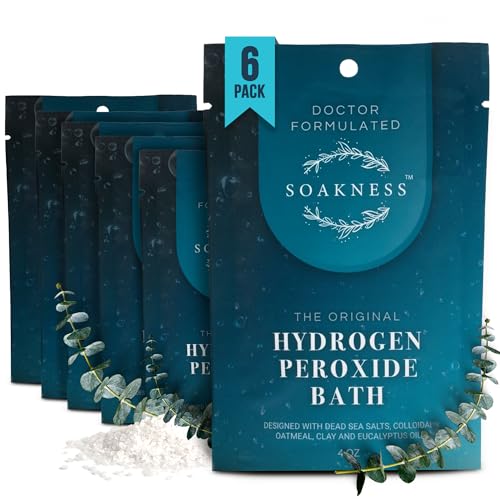 Hydrogen Peroxide Epsom Salt Bath Soak & Foot Spa (6-Pack) – Patented Formula for Muscle Recovery, Skin Detoxification & Relaxation – Created with Doctor Expertise - Foot Soak for At-Home Spa