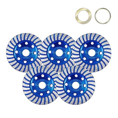 SALI 5pcs Diamond Concrete Grinding Wheel 4 1/2 inch for Polishing and Cleaning Stone Surface, Cement, Marble, Rock, Granite, and Thinset Removing, Angle Grinder Segment Wheels Cup 115 * 22.2MM
