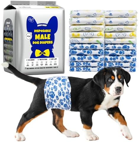 Dono Dog Diapers Male, Disposable Male Dog Wraps 30ct, Ultra Absorbent Doggie Diapers, Rapid-Dry Leak-Proof Puppy Diapers, Wetness Indicator Excitable Urination Incontinence, Medium