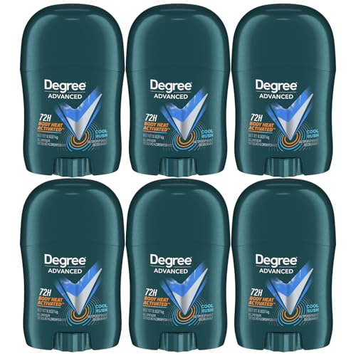 Degree Men’s Travel Deodorant 6-Pack – 72H Body Heat Activated Mini Antiperspirant Stick, 0.5 Oz Ea