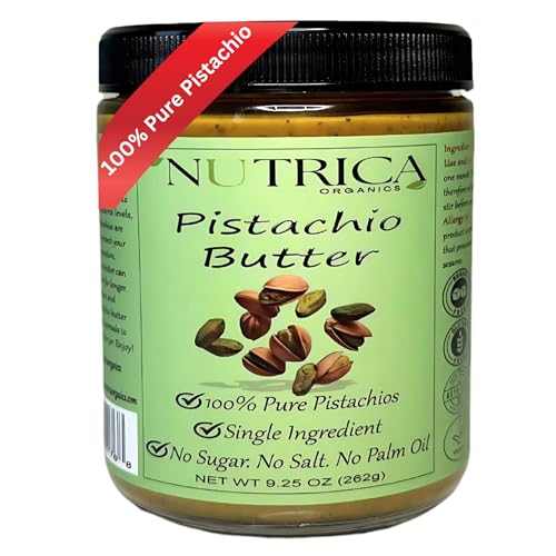 100% Pure Pistachio Butter, Single Ingredient, No Salt, No Sugar, No Palm Oil, Glass Jar, No Additives, Vegan, Plant Based Protein, Premium Roasted Pistachios, Perfect For Dubai Chocolate With Knafeh. 9.25oz (262gr)