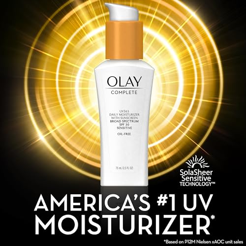 Olay Face Moisturizer Complete Daily Defense All Day Moisturizer With Sunscreen, SPF30, Sensitive Skin, 2.5 Fl Oz (Pack of 2)