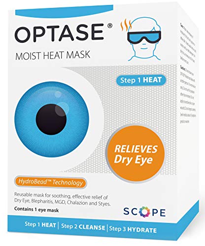 Optase Moist Heat Mask – Heated Eye Mask for Dry Eyes With HydroBead Technology – Washable, Microwaveable Compress – Holds Heat for 10 Minutes