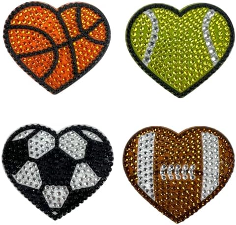 StickerBeans® “The Original Rhinestone Sticker” – Sporty Collection (2" x 2", 4-Pack) - Sparkly, Adhesive Back - Embellish, Collect, Trade, Gift - Laptop, Phone Case, Water Bottle - Kids Teens