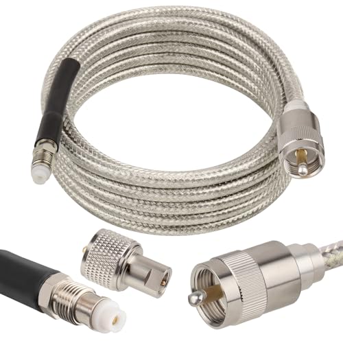 CB Coax Cable,RG8x Coaxial Cable 10ft,RG8X Stranded Core CB Antenna Cable with PL-259 and FME/PL259 Male Connector,Low Loss CB Radio HAM Radio Coax Cable-10 Foot