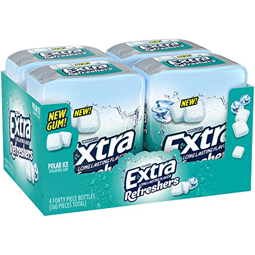 EXTRA Gum Refreshers Polar Ice Sugar Free Chewing Gum Bulk Pack, 40 Piece Bottle (4 Pack)