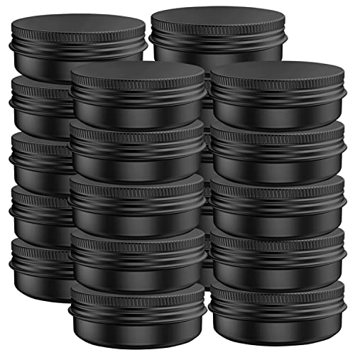 20 Pcs 0.5 Ounce Aluminum Tin Jars Containers Leak Proof Cosmetic Tin Jars Containers Round Screw Lids for Cosmetic, Salves, Balms, Lip Balm or Others, 15mL Black