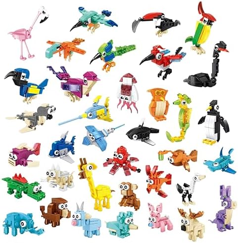 Party Favors - (36-Pack) 108 Kinds of Mini Animals Building Blocks Toy Classroom Prizes Goodie Bags,Kids Party Favors 8-12, Bulk Easter Birthday Students Gifts for Boys Prize Box Toys