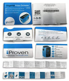 iProven Blood Oxygen Monitor Fingertip, Oximeter Measures Pulse Rate, Respiratory Rate, Oxygen Saturation (SpO2), and Perfusion Index, including Batteries and a Lanyard.