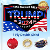 Trump 2024 Flag 3x5 FT President Trump Flag Take America Back Banner Indoor Outdoor Double Sided 3 Ply With Vivid Patriotic Colors Design UV & Fade Resistant 2 Brass Grommets