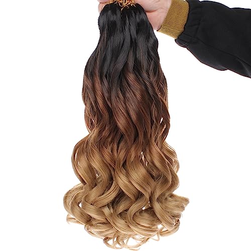 Unionbeauty French Curl Braiding Hair 10 Inch French Curly Braiding Hair 8 Packs Body Wavy Braiding Hair for Boho Box Braids Crochet Hair Curly Braiding Hair Synthetic Braiding Hair Extension 1B3027#