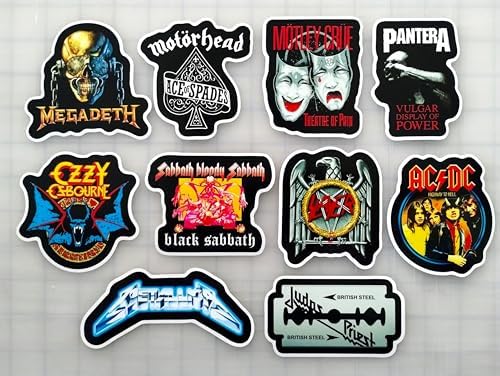 Metal/Hard Rock Sticker Pack (10 Stickers) Set 4 Heavy Metal Death Metal Punk Emo Hardcore Band Decals