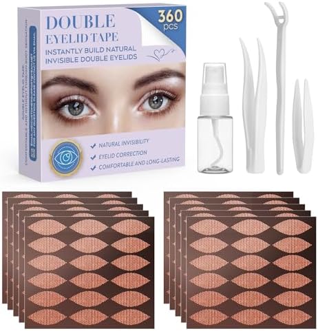 Natural Invisible Eyelid Tape 360pcs to Enhance Beauty-Waterproof Lace Eyelid Lifter Strips for Instantly Lift Sagging Eyelids, Eyelid Tape for Hooded Eyes Invisible Suitable for Various eyelids