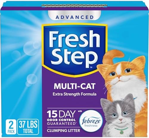 Fresh Step Clumping Cat Litter, Advanced, Multi-Cat Odor Control, Extra Large, 37 Pounds total (2 Pack of 18.5lb Boxes)