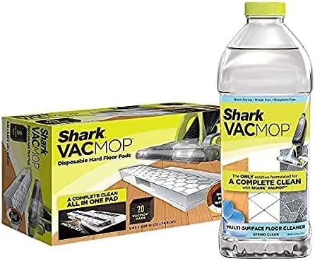 Shark VMP20 VACMOP Disposable Hard Floor Vacuum and Mop Pad Refills (20 ct.) & Multi-Surface Cleaner Bundle (2 Liter Bottle), Spring Clean Scent (Packaging May Vary)