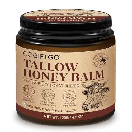 Beef Tallow for Skin,Beef Tallow for Face,Beef Tallow and Honey Balm,Grass Fed Whipped Tallow Honey Balm,Natural Moisturizer Hydrates,Deeply Nourishes the Skin, Enhances Natural Radiance