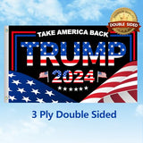 Trump 2024 Flag 3x5 FT President Trump Flag Take America Back Banner Indoor Outdoor Double Sided 3 Ply With Vivid Patriotic Colors Design UV & Fade Resistant 2 Brass Grommets