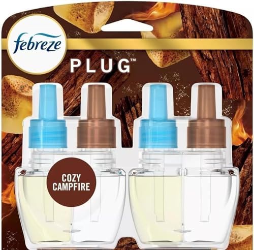 Febreze Odor-Fighting Fade Defy Plug Air Freshener - Cozy Campfire - 1.74 fl oz/2pk - 0.87 fl oz (Packaging may vary)
