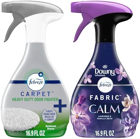Febreze FABRIC Downy Calm & Febreze Heavy Duty Carpet Rainforest Breeze, 16.9oz, 2 pack