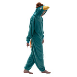 COSUSKET Fitted Unisex Adult Platypus Onesie Pajamas, Halloween Flannel Women's Cosplay Animal One Piece Costume Green