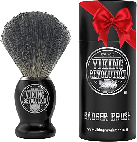 Viking Revolution Badger Hair Shaving Brush- Shave Brush for Wet Shave Using Shaving Cream & Soap- Best Shave of Your Life for Safety Razor, Double Edge Razor, Straight Razor or Shaving Razor