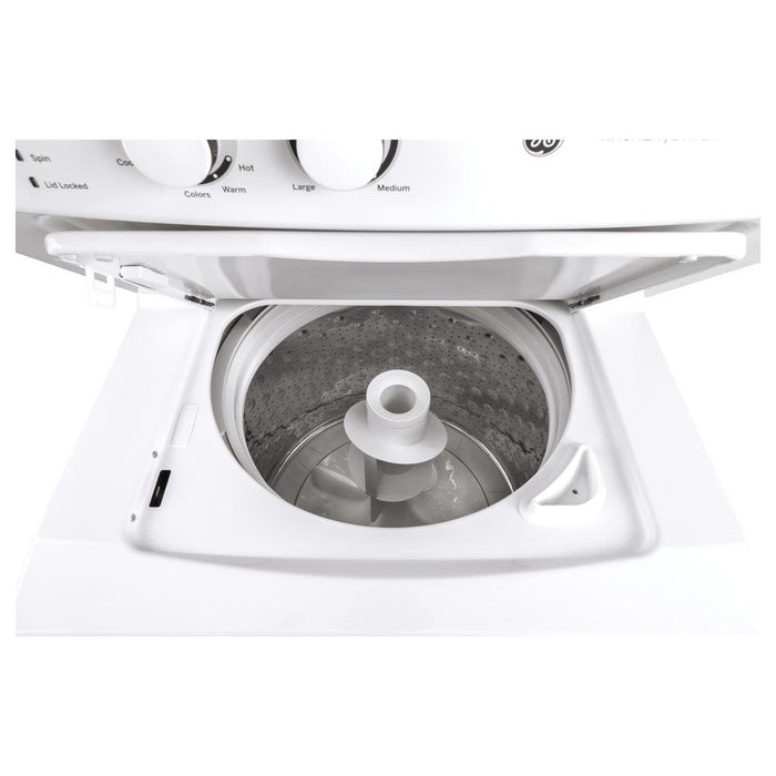 GE GUD27ESSMWW Unitized Spacemaker 3.8 Washer with Stainless Steel Basket and 5.9 Cu. Ft. Capacity Electric Dryer, White