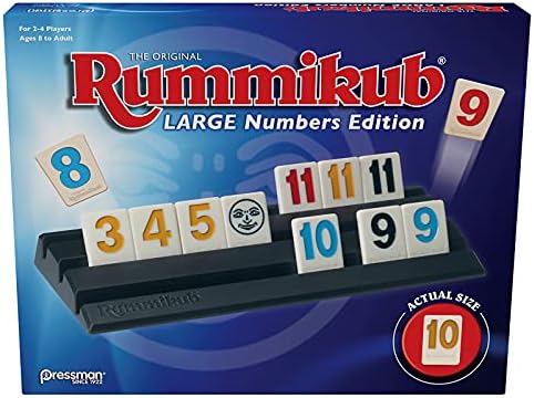 Pressman Rummikub Large Numbers Edition - The Original Rummy Tile Game Blue, 5"