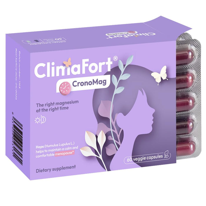 ClimaFort® CronoMag | Magnesium for Women in Menopause | The Right Magnesium at The Right time | 60 Capsules