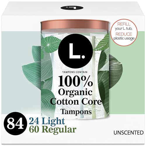 L. Organic Cotton Tampons Multipack - Light + Regular 42 Count x 2 Pack (84 Count Total) (Packaging May Vary)