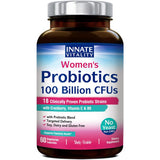 Innate Vitality Women’s Probiotics, 100 Billion CFUs 18 Strains, with Cranberry, Vitamin C & B6, Feminine Health, No Refrigeration Required, Acid Resistant, 60 Caps