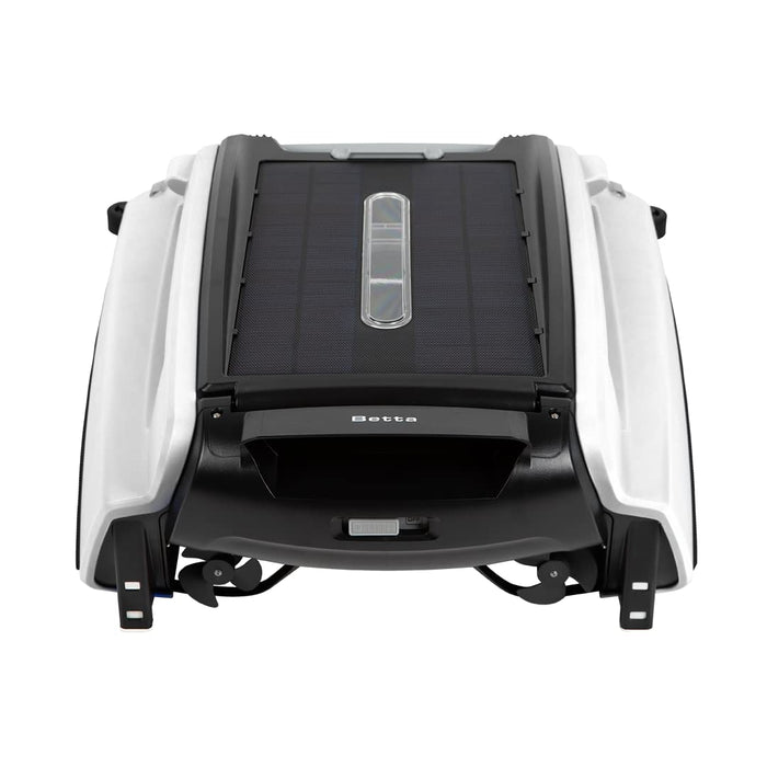 Betta SE Solar Powered Automatic Robotic Pool Surface Skimmer Cleaner with 24/7 Continuous Cleaning Battery Power and Re-Engineered Twin Salt Chlorine Tolerant Motors (White)