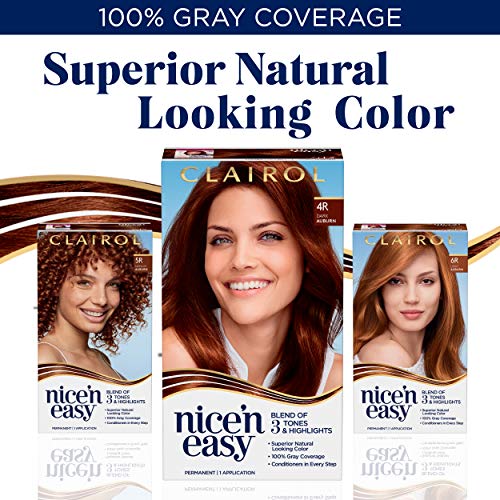 Clairol Nice'n Easy Permanent Hair Dye, 4R Dark Auburn Hair Color, Pack of 3