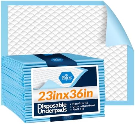MED PRIDE Disposable Underpads 23'' X 36'' (25-Count) Incontinence Pads, Chux, Bed Covers, Puppy Training | Thick, Super Absorbent Protection for Kids, Adults, Elderly | Liquid, Urine, Accidents