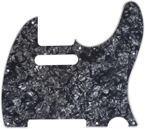 Musiclily 8 Hole Tele Pickguard Guitar Scratch Plate for USA/Mexican American Made Fender Standard Telecaster Modern Style Electric Guitar,4Ply Black Pearl