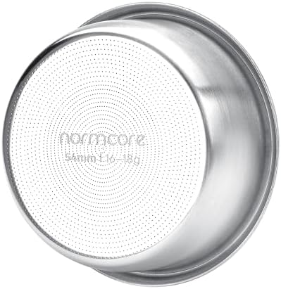 Normcore 54mm High Extraction Filter Basket, 18g Precision Double shot Basket For Breville Sage Portafilter, 0.8mm thick, 2569 Hole Pattern, Comes with a 53.3mm Puck Screen, Paper Filters, 18g