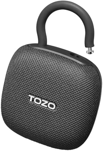 TOZO PE1 Portable Bluetooth Speakers with Adjustable Carabiner, Mini Bluetooth Wireless Shower Speaker with IPX8 Waterproof, 32H Playtime Punchy Bass Audio Speaker for Home, Outdoor and Travel, Black