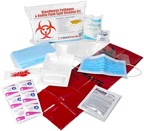 Urgent First Aid 22 Piece Bodily Fluid Clean Up Pack/Bloodborne Pathogen Spill Kit - be OSHA Compliant and Protect from Dangerous Exposure to Blood and Other potentially infectious Materials