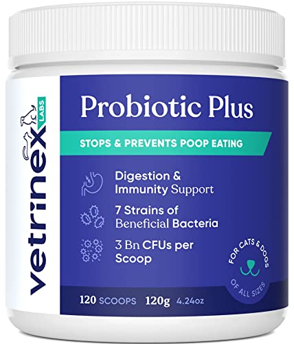 Vetrinex Labs Coprophagia Poop Eating Deterrent & Prevention, Stop & Prevent Stool Eating Treatment - Probiotics for Dogs, Cats and Puppies - Forbids Dog from Eating Poop - Probiotic Powder (120 GMS)