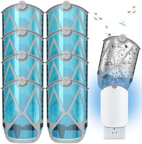 8 Pack Refill Cartridge Kit Replacement Compatible with ZEVO M364 and ZEVO Max Plug-in Light Flying Insect Trap Refill for Indoors Refill Replacement Sticky Pads for Bug Catcher