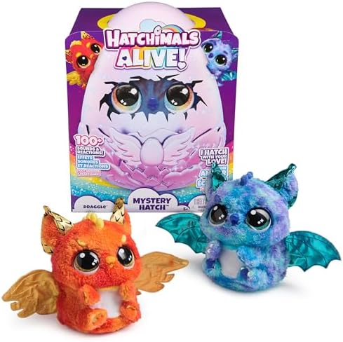 Hatchimals Alive, Mystery Hatch Draggle, Surprise Interactive Toy & Egg with Mist, Lights & Sounds (Styles May Vary), Kids Toys for Girls & Boys