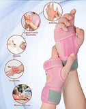 SUEH DESIGN Carpal Tunnel Wrist Brace Night Support, 1 Pair Wrist Splint for Left Right Hand, Adjustable Wrist Wrap for Tendonitis Arthritis and Workout Pains Relief, Pink